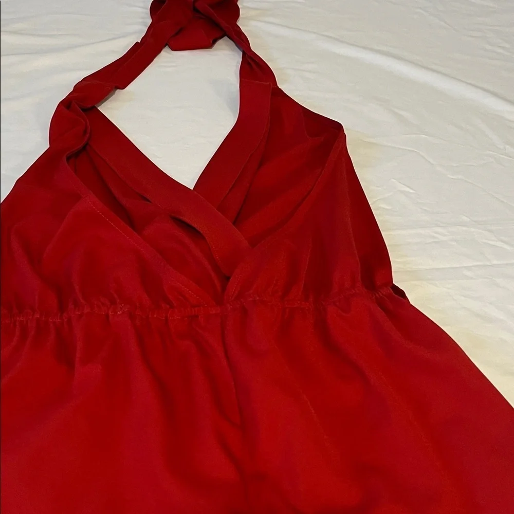 Hot & Delicious Red Halter Tie-Back One-Piece Romper